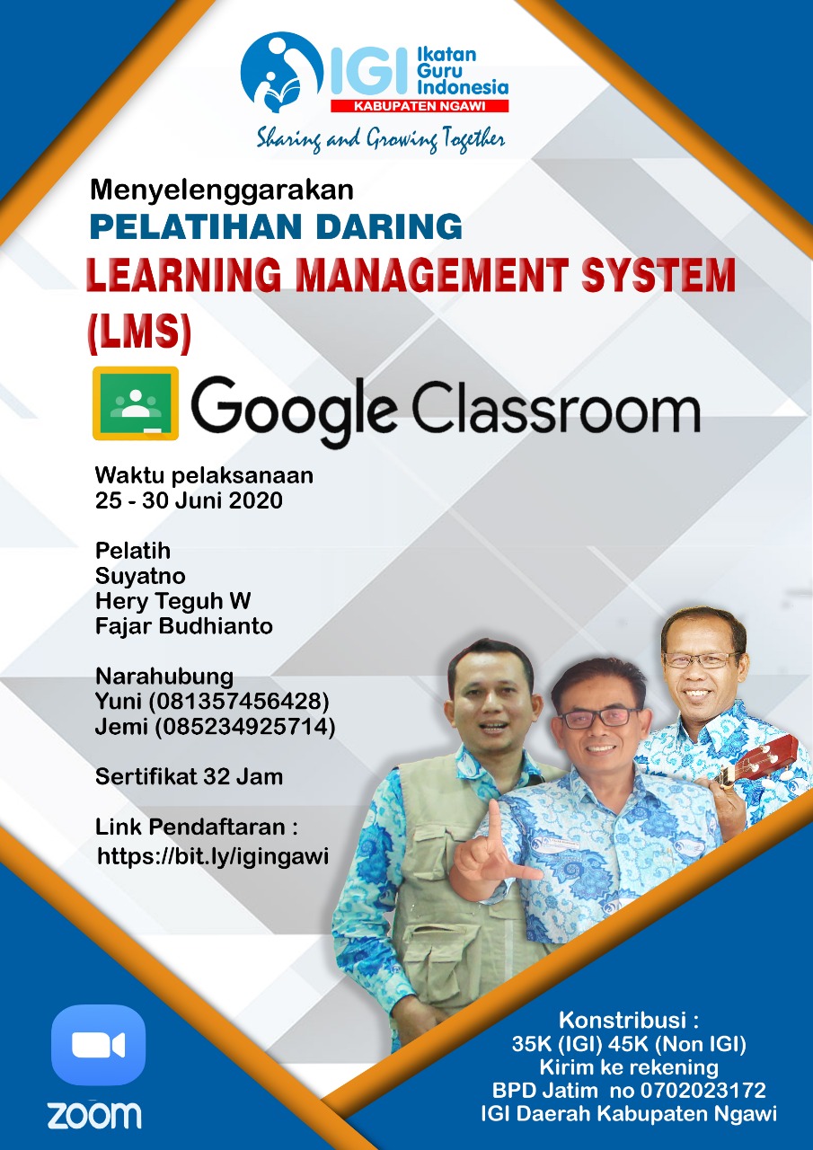 IGI Ngawi; Pelatihan Daring "Learning Management System (LMS) Google Classroom