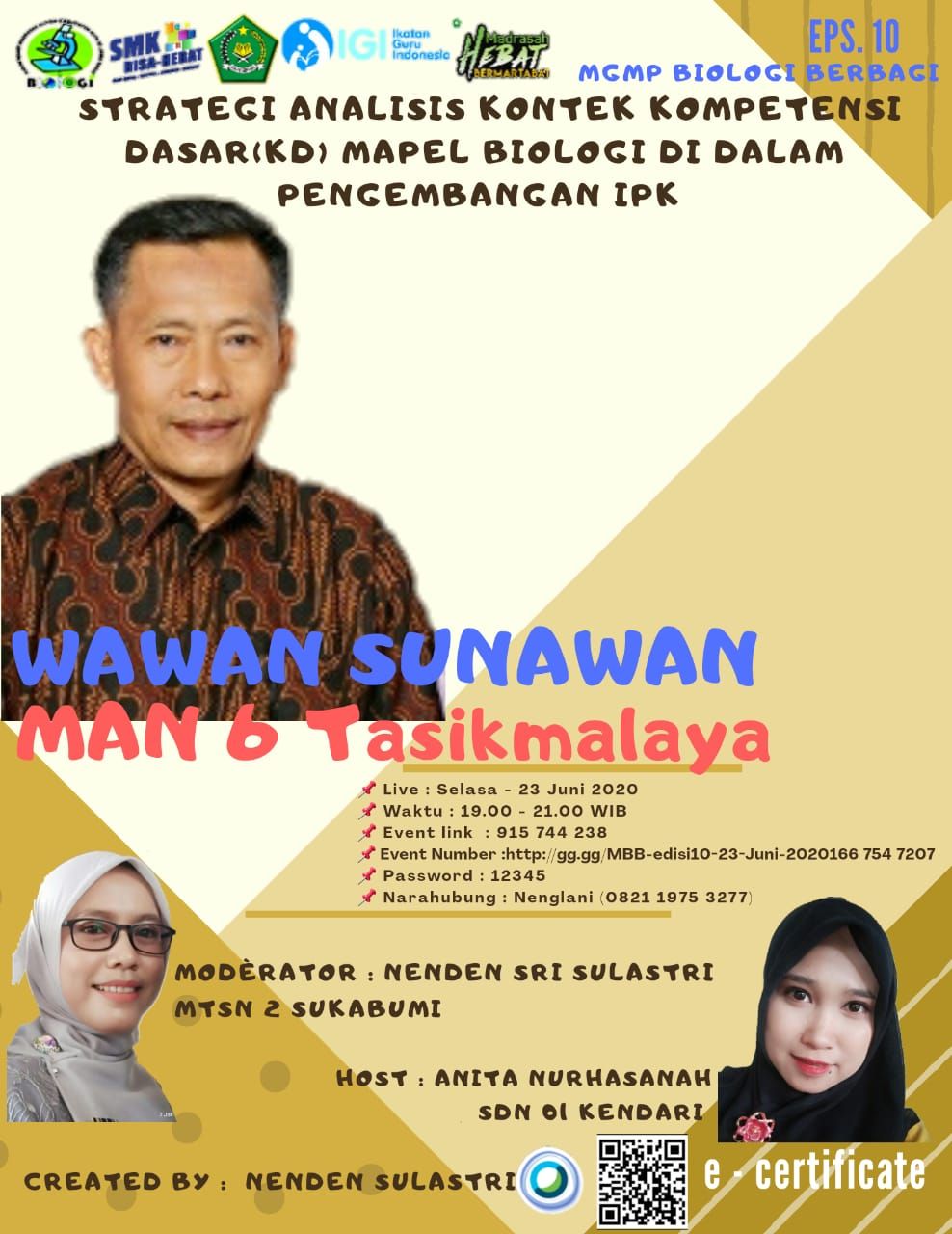 MGMP Biologi Berbagi Ed. 10; Strategi Analisis Konteks KD Dalam Mapel Biologi