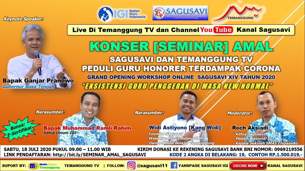 KONSER AMAL [SEMINAR] SAGUSAVI - TEMANGGUNG TV PEDULI GURU HONORER TERDAMPAK CORONA