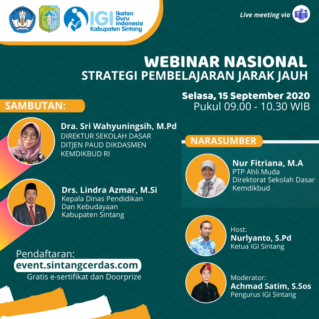 WEBINAR NASIONAL IGI SINTANG "STRATEGI PEMBELAJARAN JARAK JAUH"