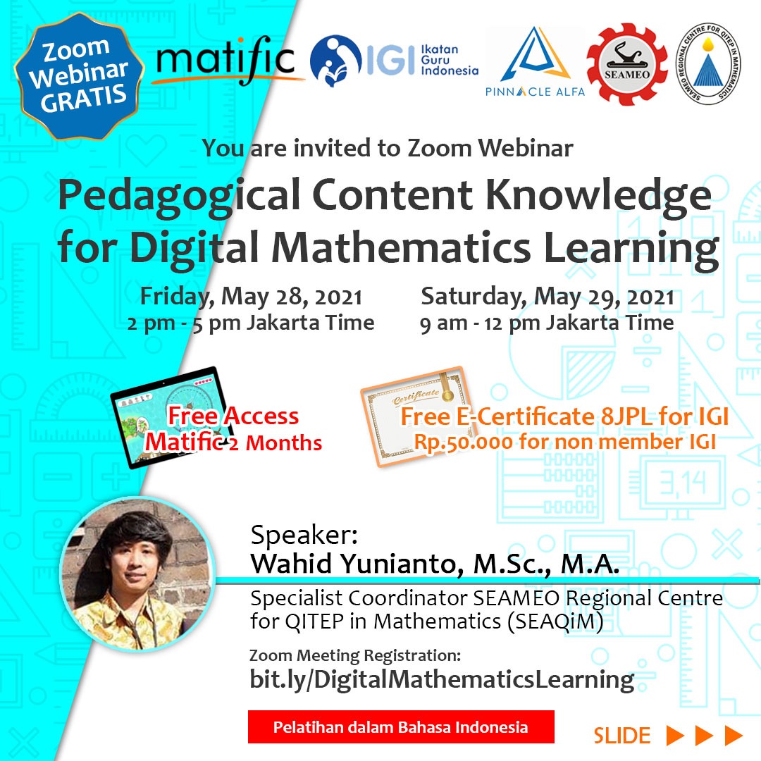 Zoom Webinar "Pedagogical Content Knowledge for Digital Mathematics Learning"