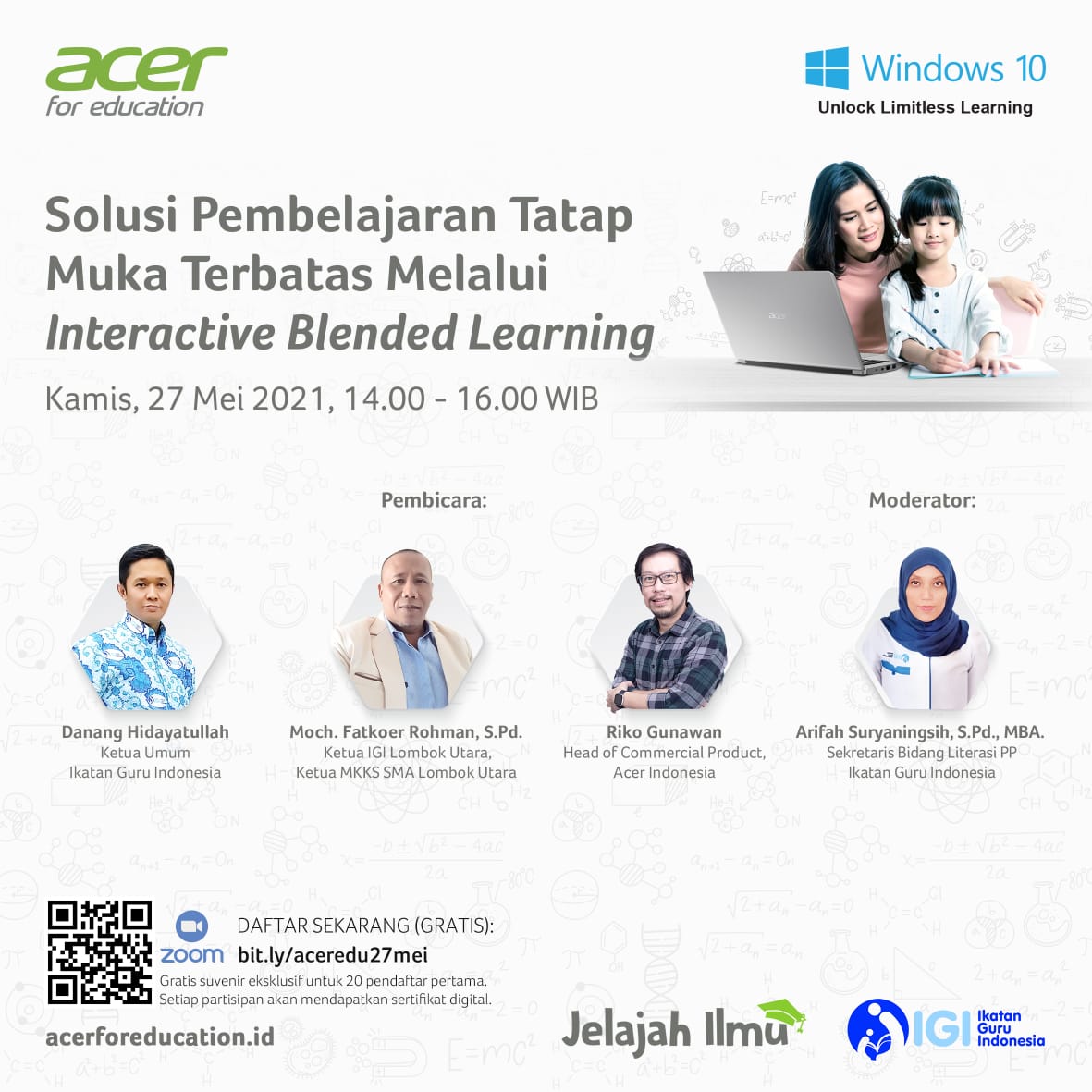 Webinar Nasional menyambut Harkitnas ke-113 PP IGI bekerjasama dengan ACER
