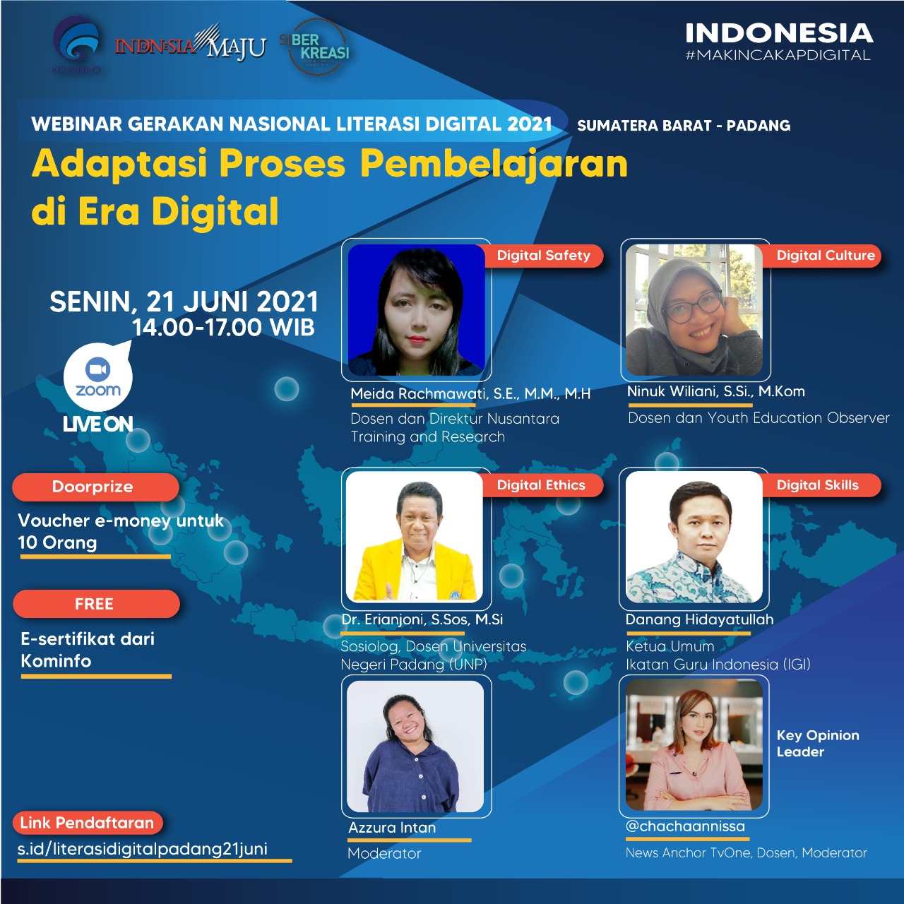 WEBINAR VIRTUAL GERAKAN LITERASI DIGITAL 2021 KOTA PADANG Ketum IGI Pusat Ambil Bagian dalam Gerakan Literasi Digital Sumatera