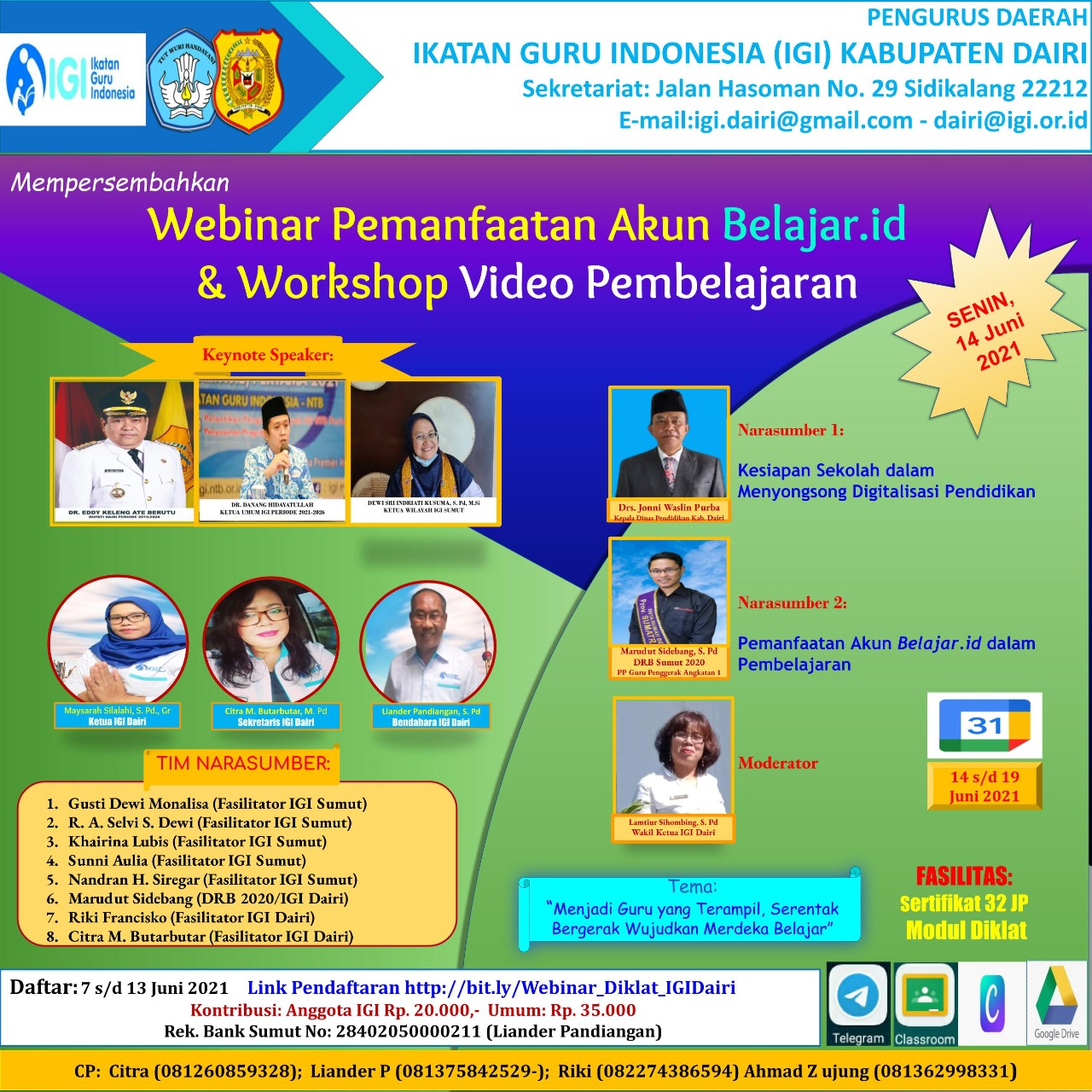WEBINAR PEMANFAATAN AKUN BELAJAR.ID DAN WORKSHOP VIDEO PEMBELAJARAN