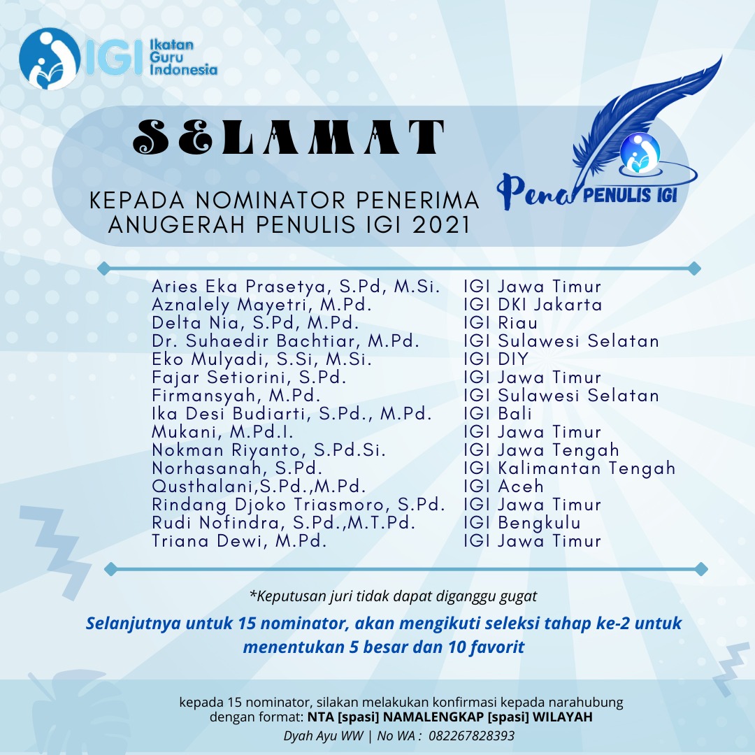 Nominator Penulis IGI Tahun 2021