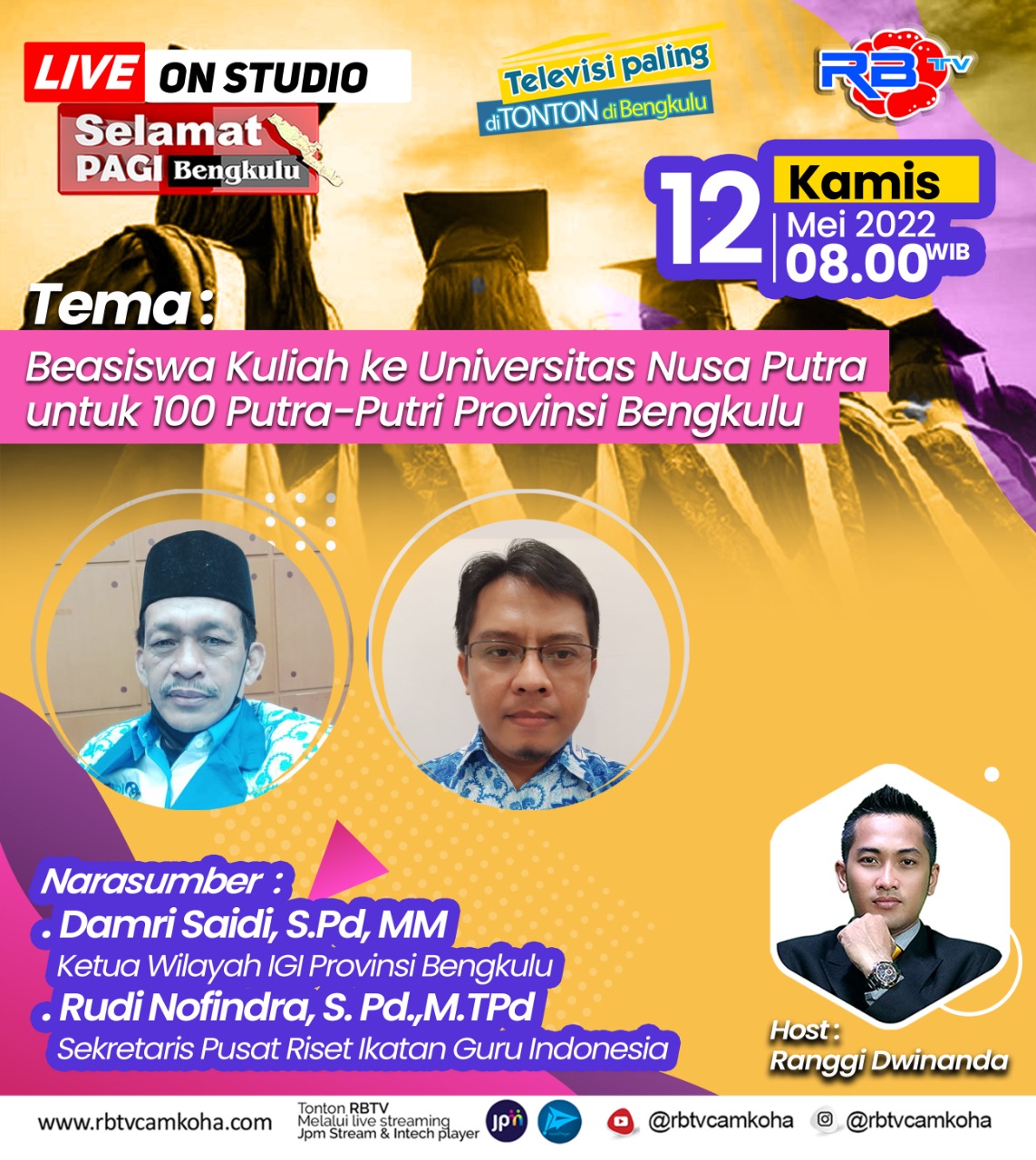 Beasiswa Kuliah ke Universitas Nusa Putra  untuk 100 Putra dan Putri Provinsi Bengkulu