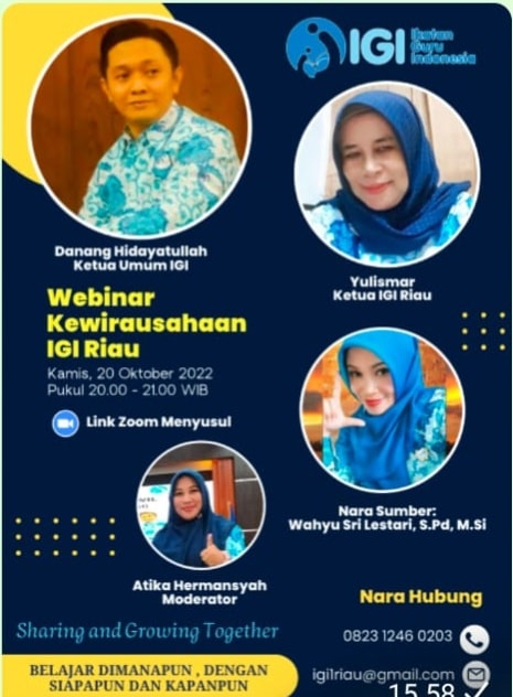 Webinar Kewirausahaan Keluarga Besar Pengurus IGI se-Riau