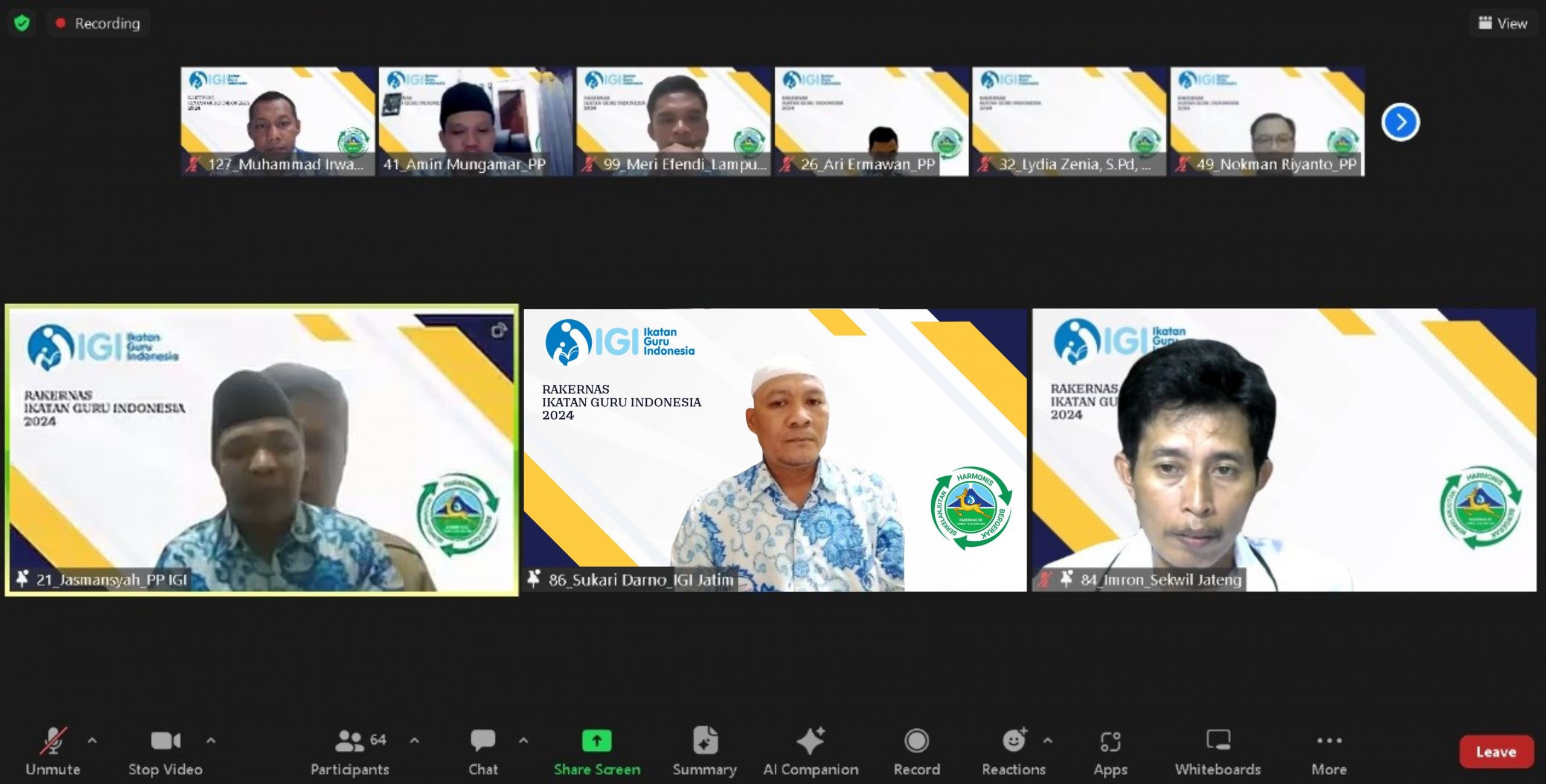 Sidang Rakernas IGI di Lombok, Walau Daring Tetap Alot